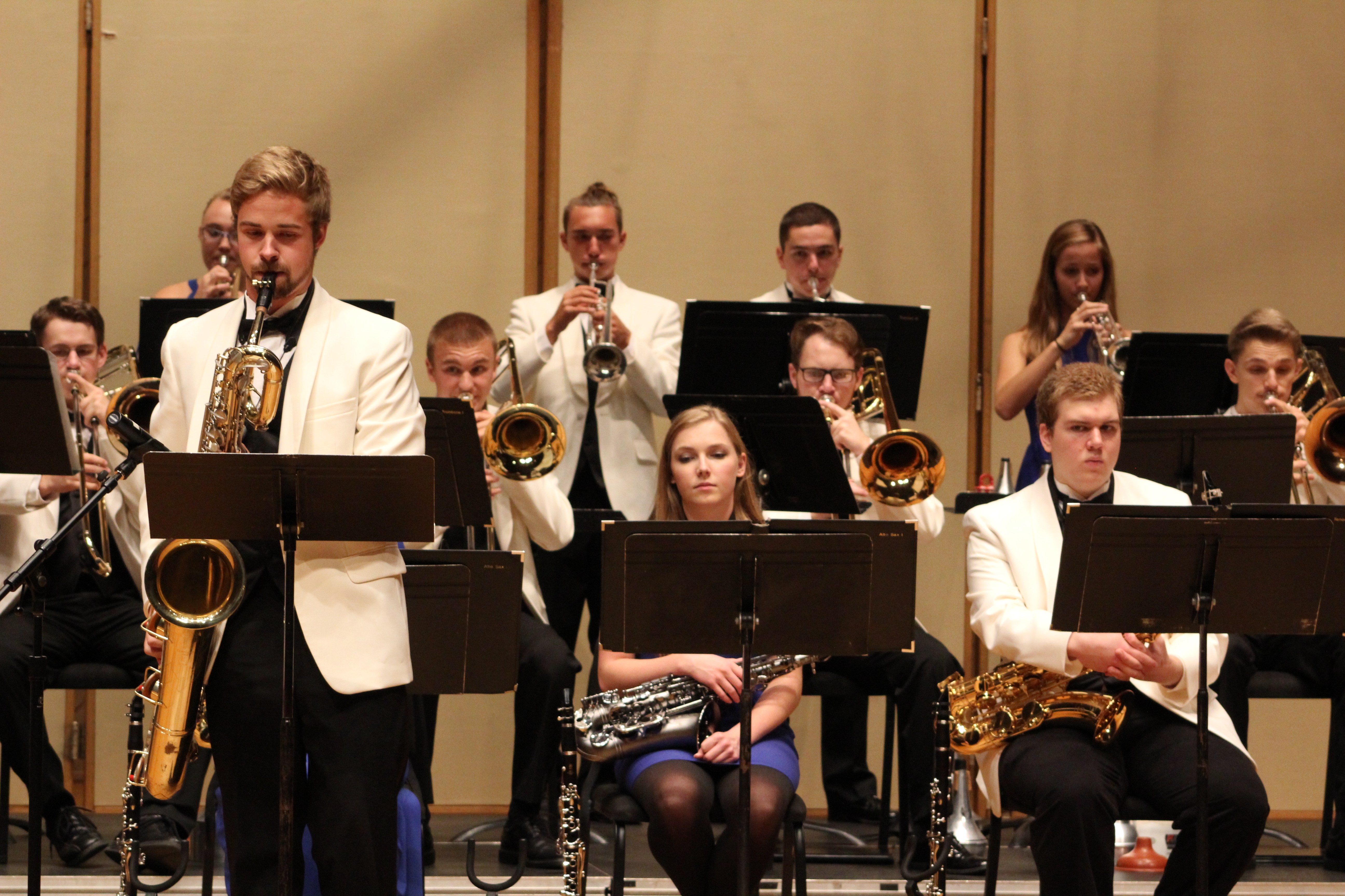 The Luther College Jazz Orchestra performs “Sophisticated Lady” with soloist David Blackstad on bari sax